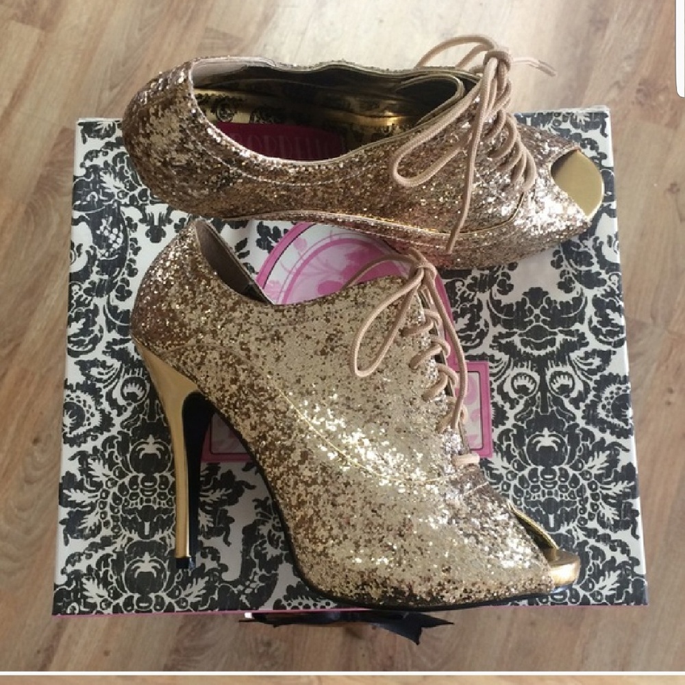 Gold Glitter Booties